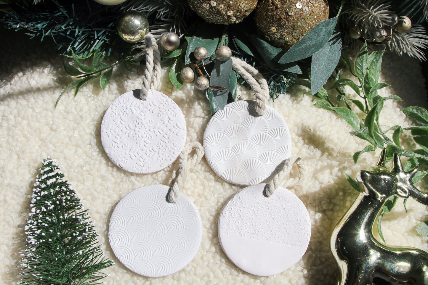 Textured Clay Ornaments Set