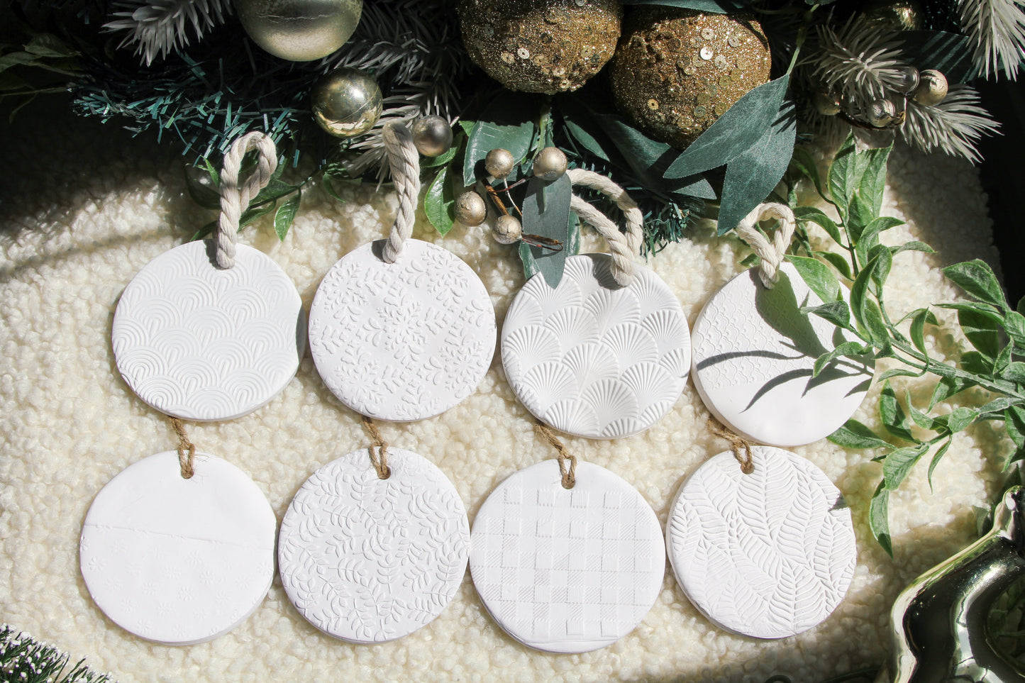 Textured Clay Ornaments Set